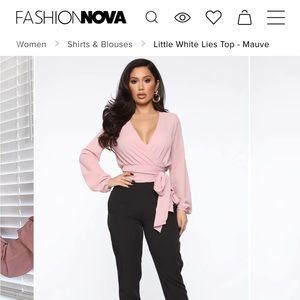 Pink fashion Nova tie waist crop top